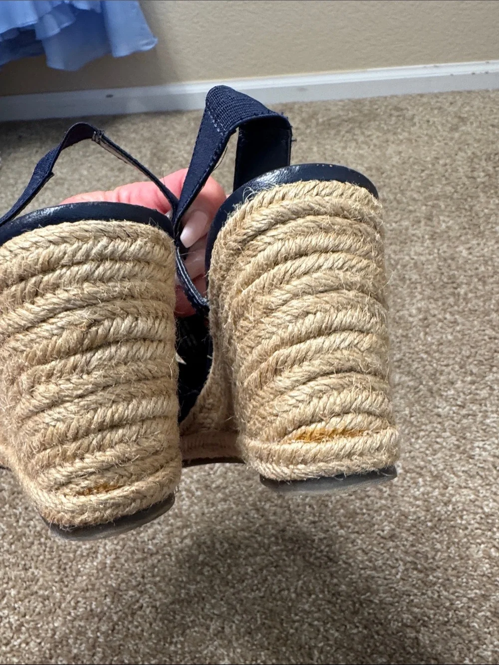 Merona  Navy Blue Espadrille Wedge Strappy Slingback Sandals SZ 5.5 summer